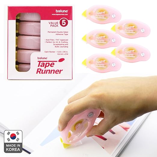 TapeRunner Double-Sided Adhesive Tape, 5/16 Inches by 315 Inches, Set of 5 Applicators