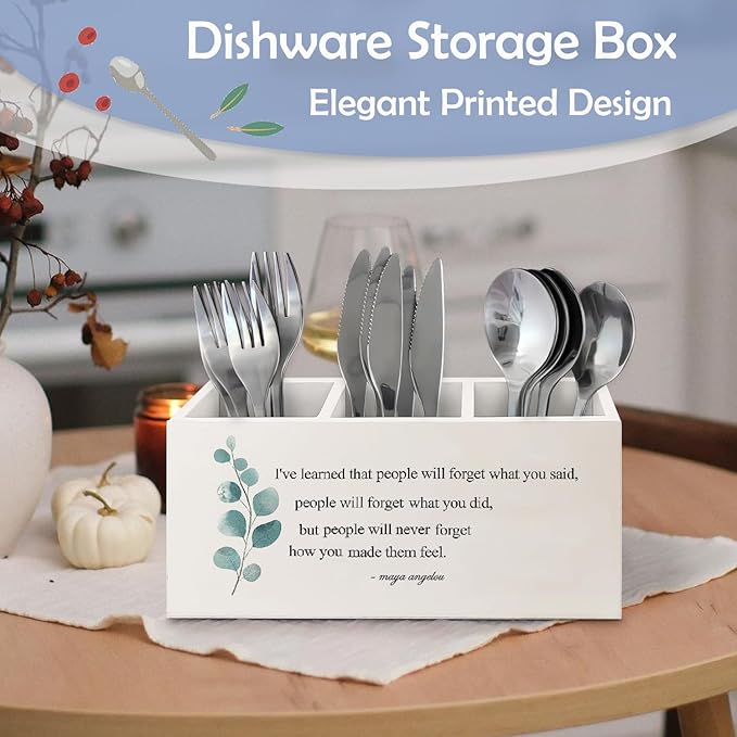 SNNDER Inspirational Maya Angelou Quote Pen Holder, Motivational Desk Decor, Inspirational Positive Gifts Wooden Pen Pencil Holder Organizer for Home Office Desk Accessories