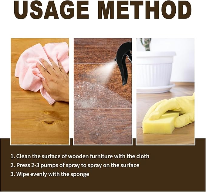 3 Pcs Beeswax Wood Polish, Beeswax Spray Suitable for Leather Floors Wood Furniture Polish and Cleaner.