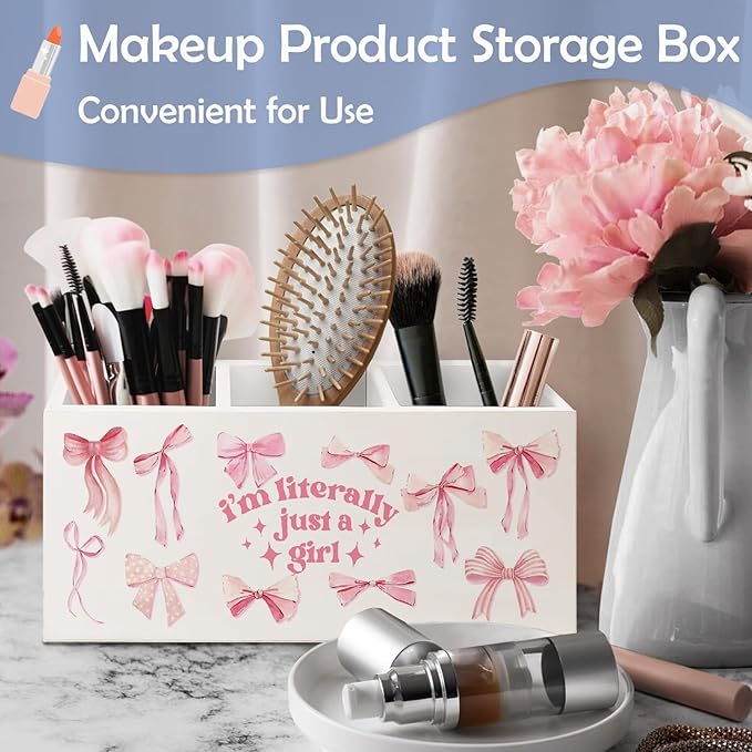 SNNDER Pink Coquette Bow Preppy Pen Holder, Preppy Desk Decor, I'm Literally Just a Girl Pink Girly Acrylic Pen Pencil Holder Organizer for Home Girls Room Dorm Office Desk Accessories