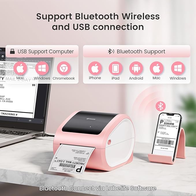 Shipping Label Printer 4x6 - Thermal Label Printer for Small Business, Shipping Packages, Home, Office, Compatible with USPS, Shopify, Amazon, Tiktok