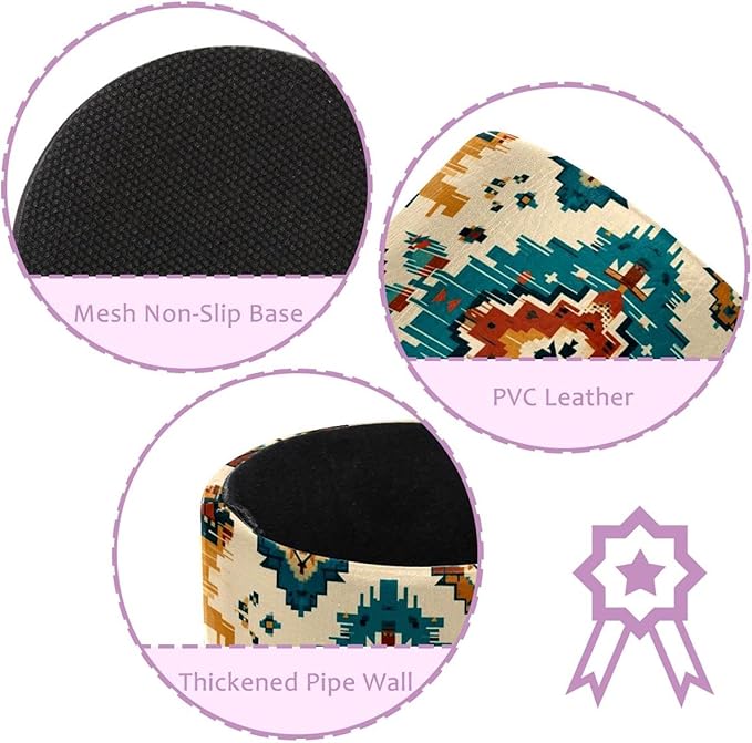 Western Vintage Print Circular Pen Holder, Pen Cup Makeup Brush Holder, Design for School, Home and Stationary Supplies (3.9 x 3.1 Inches)