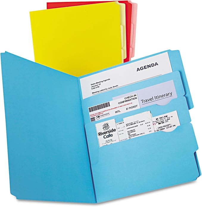 Pendaflex Divide It Up File Folders, Letter Size, Assorted Colors, 12/Pack (10773)