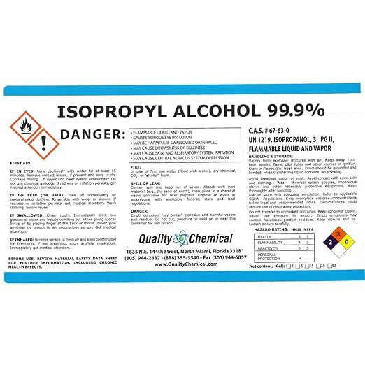 Quality Chemical - Super Premium - 99.9% Pure Isopropyl Alcohol (IPA) - Made in The USA - 128 Fl Oz Bottle - Concentrated Isopropyl Alcohol