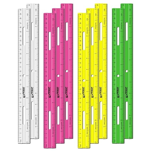 Clear Plastic Rulers 12 Inch, Rulers Bulk for Classroom Assorted Colors 10 Count Metric and Inches Ruler, Shatterproof Ruler 12 Inch