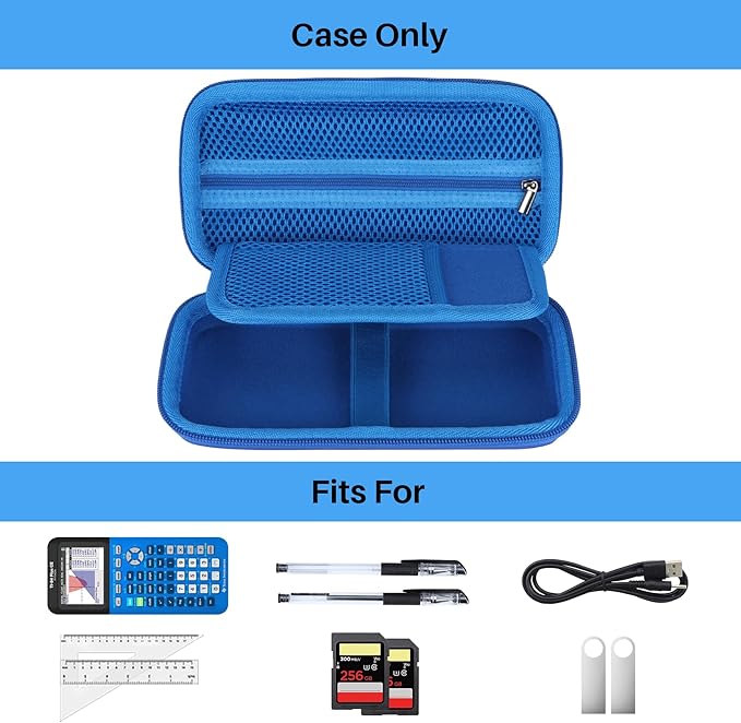 Hard Case Replacement for Texas Instruments TI-84 Plus CE/TI-84 Plus/TI-Nspire CX II CAS/TI-Nspire CX II/TI-83 Plus/TI-89 Titanium/TI-85 / TI-86 Color Graphing Calculator (Sky Blue Case)