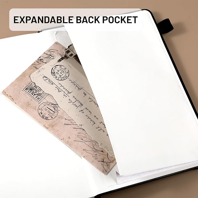 CAGIE Graph Notebook 320 Pages 100 GSM Paper Graphing Grid Journal A5 Hardcover Leather Quad Ruled Notebooks for Engineering, Math, Work, Black