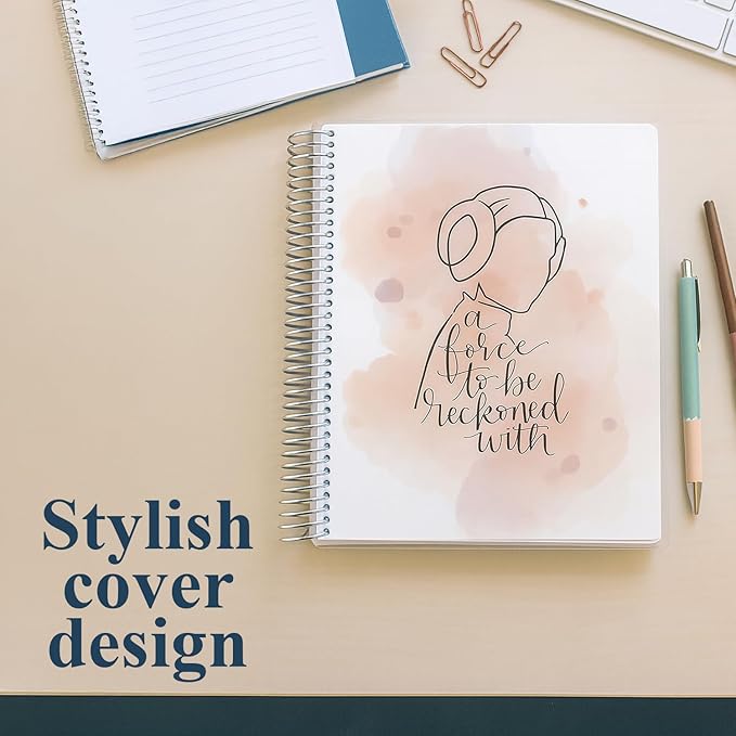 Erin Condren 7" X 9" Spiral Bound Productivity Notebook, Star Wars Watercolor Leia, Functional 160 Lined Page and 80Lb Thick Paper Spiral Notebook, Stickers Included