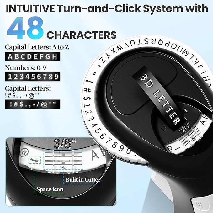 Vixic Embossing Label Maker, Manual Label Maker Emboss, Vintage Embossed Label Makers Machine with Tapes, Old School Labeler with 5 Rolls 3D Black Tapes for Home DIY & Crafting Kids School Items