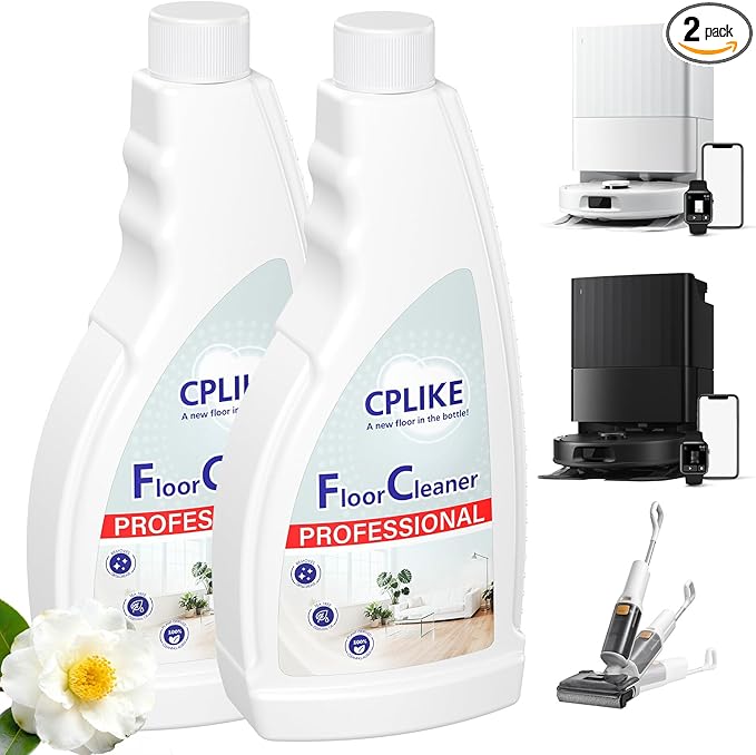 CPLIKE Floor Cleaning Solution for Mops, Compatible with Roborock (Qrevo/Q7/Q10/Saros 10R) and Other Brand Robot Vacuum and Mop Cleaner, Tea Tree Scent, 16.23 fl oz, Pack of 2
