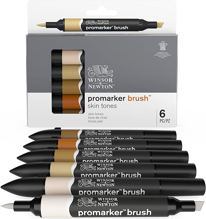 Winsor & Newton ProMarker Brush Set, 6 Count, Skin Tones