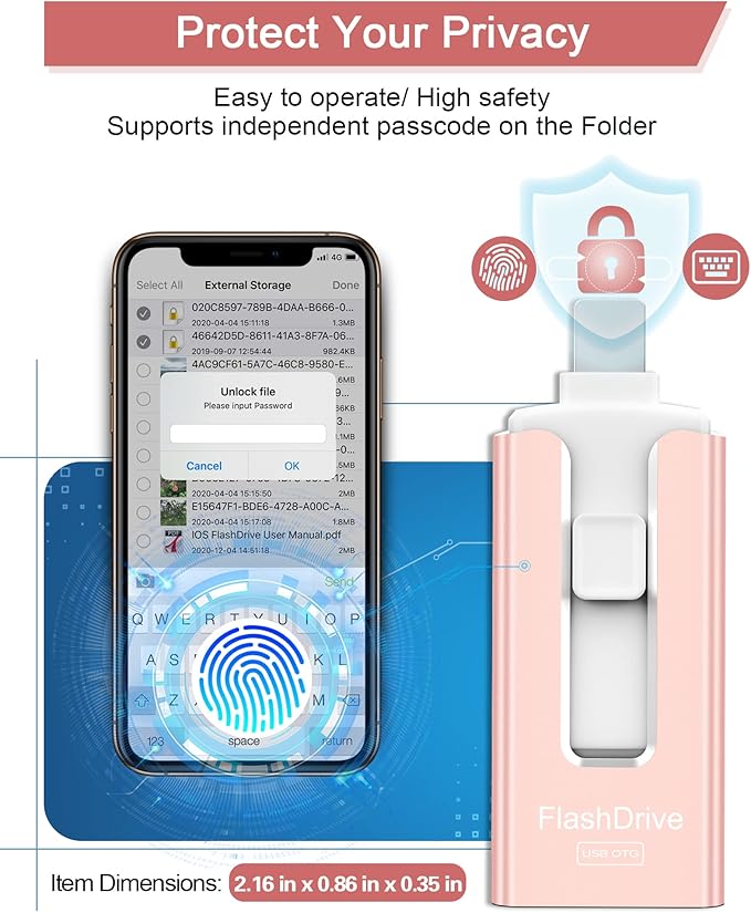 Sunany Flash Drive 512GB Thumb Drive USB Memory Stick High Speed External Storage USB Stick Photo Stick for Phone, Pad, Android, PC and More Devices (Pink)