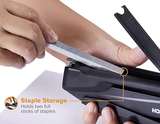 Bostitch Office Executive 3 in 1 Stapler, Includes 210 Staples and Integrated Staple Remover, One Finger Stapling, No Effort, 20 Sheet Capacity, Spring Powered Stapler, Black (INP20-BLK)