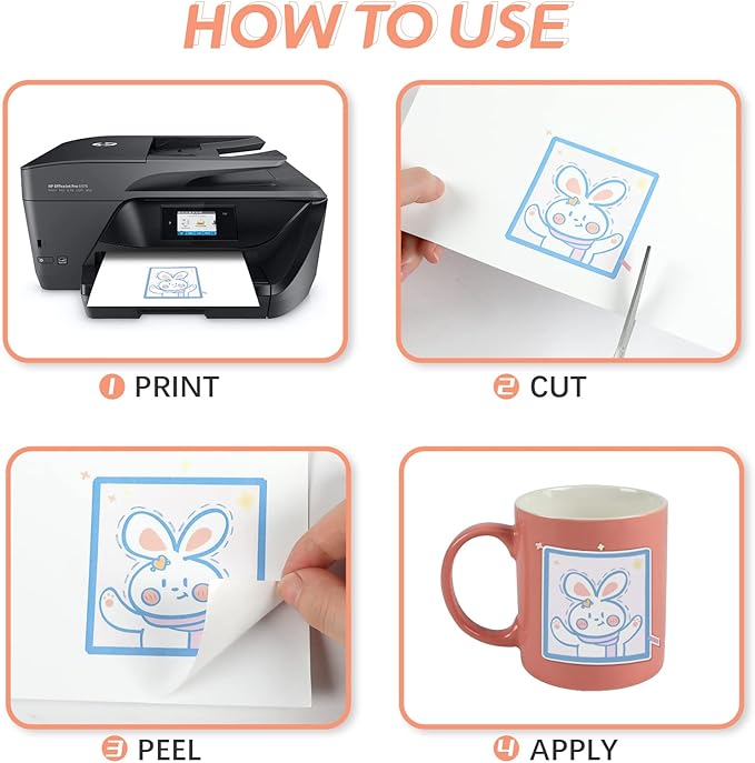 HTVRONT Printable Vinyl Sticker Paper - 8.5"x11" Glossy White printable vinyl for inkjet printer 25Pcs - Dries Quickly and Holds Ink Beautifully