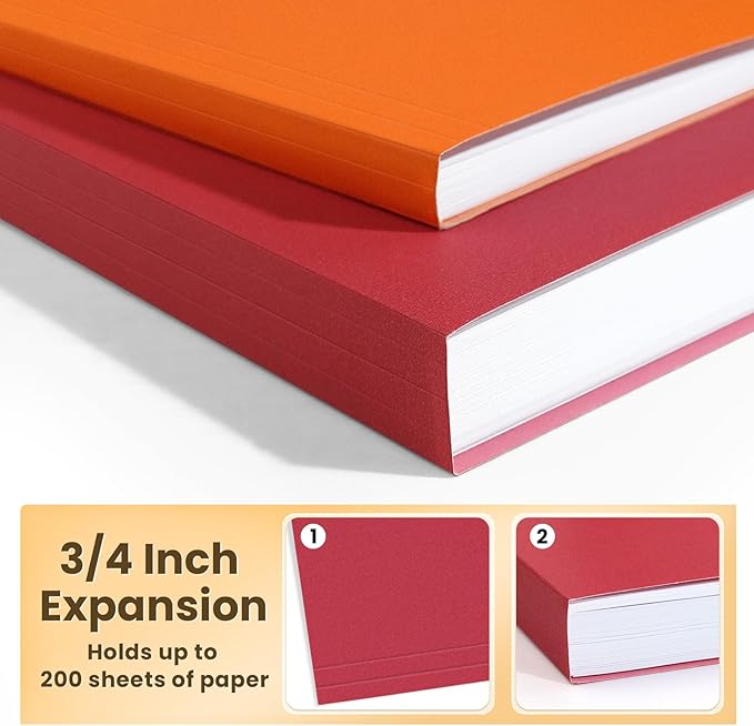 SUNEE Hanging File Folders, 6 Pack Letter Size Hanging File Folders with 1/5-Cut Tabs, Ideal for Home and Office Organization and Papers Classification,Assorted Colors