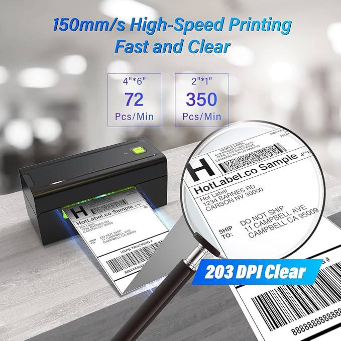 4x6 Bluetooth Shipping Label Printer with Holder Stand – Fast, Easy Setup, Compatible with Windows, Mac, Android & iOS