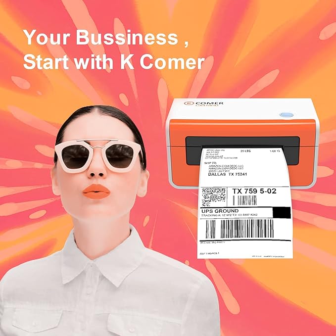 K COMER Thermal Label Printer 300DPI,4x6 Shipping Label Printer for Package,Desktop Label Maker Compatible with Amazon, Etsy, USPS, Shopify, Ebay, Work with Windows & Mac for Small Business