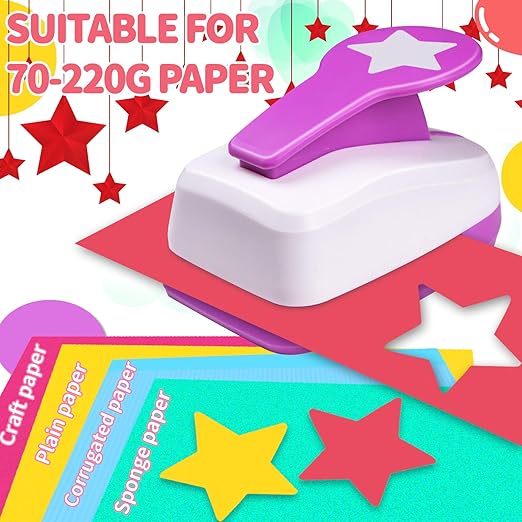 Star Hole Punch 2 inch, Star Paper Punch, Stars Shaped Hole Punch, Scrapbooking Punches, Stars Hole Puncher for Crafts, StarPunch Lever Paper Punch, Craft Punches for Scrapbooking, Card Making