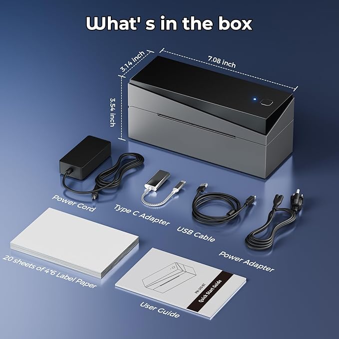 Bluetooth Shipping Label Printer 4x6, 249BT Thermal Label Printer 4x6 for Small Business, Shipping Packages, Office, Home, Compatible with Android iPhone iPad Windows macOS Tiktok USPS Etsy