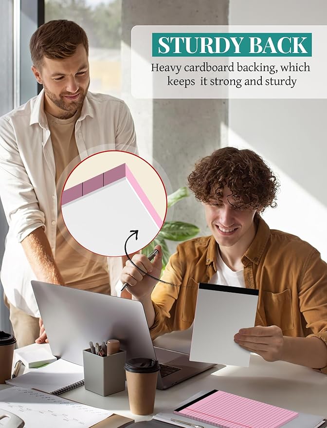 7pcs Small Note Pads 5x8 Legal Pads Pink Notepad 5x8 College Ruled Pink Notebook Paper Narrow Ruled Mini Notepads 5 x 8 Legal Pad Perforated Small Writing Pads 5x7 In 30 Sheets per Note Pad