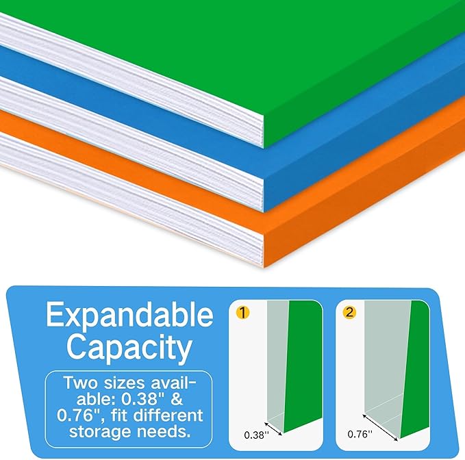 Letter Size File Folders – 1/3-Cut Tab, Durable Colored File Folders for Home, Office, and School Organization, 30-Pack