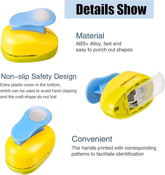 Chengu 3 Pack Craft Hole Punch 2,1 and 5/8 Inch Punch Paper Punchers with 10 Pcs Sticker, Cutter for Card Making Scrapbook DIY Albums Photos Office Supplies(Circle)