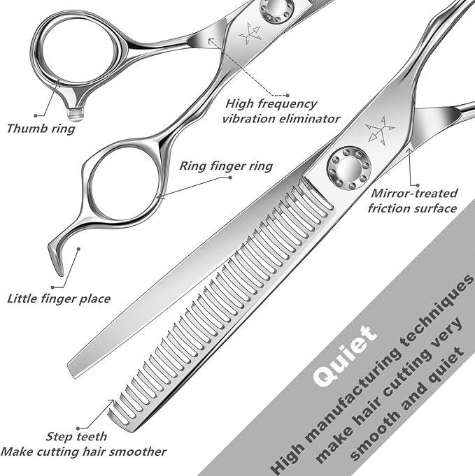 High-end Professional Hair Thinning Scissors Hair Cutting Teeth Shears Barber Hairdressing Texturizing Scissors Extremely Very Sharp 6.5 Inch Stainless Steel Alloy For Men Women Salon & Home