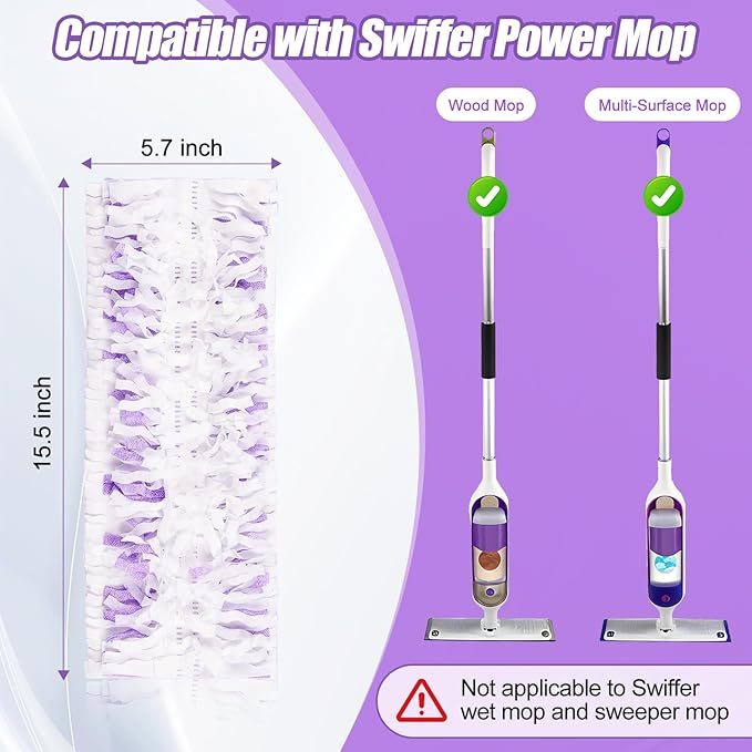 25 Count Disposable Power Mop Pads Compatible with Swiffer PowerMop, Multi-Surface Mopping Pad Refills for Floor Cleaning