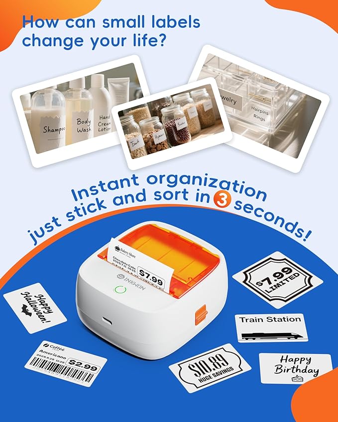 B21 Label Maker, 2-Inch Bluetooth Label Maker Machine with 3 Tapes – Thermal Label Printer Ideal for Small Business, Address, Barcode, School, Office, Home