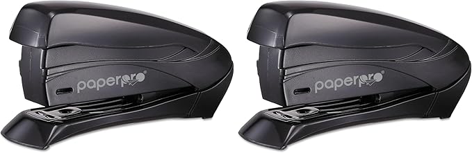 Bostitch Office Inspire Stapler, 15 Sheet Capacity, One Finger Use, No Effort, Spring Powered Stapler, Black (Pack of 2)