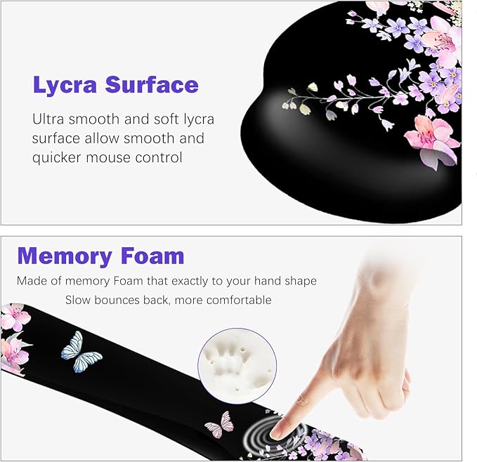 ARTSO Large Mouse Pad Ergonomic Keyboard Wrist Rest Support Combo, Psalm 46:5 God is Within Her, She Will not Fall -Bible Verse Flower Butterfly Extended Desk Mat Blotter