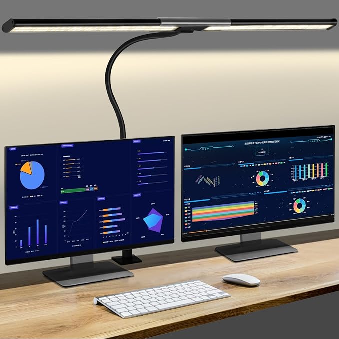 LED Desk Lamp for Office Home, Eye-Caring Desk Light with Stepless Dimming