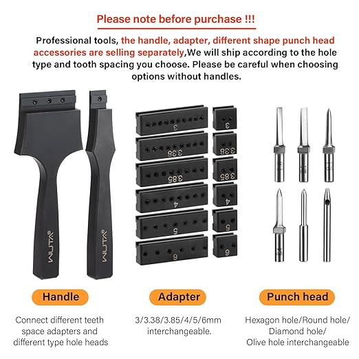 WUTA Removable Leather Hole Punch,Versatile Leather Stitching Punch,Leather Hole Punch Tool Set,Leather Stitch Punch for Leather Stitching Punch Craft DIY（Adapter-5mm 7hole）