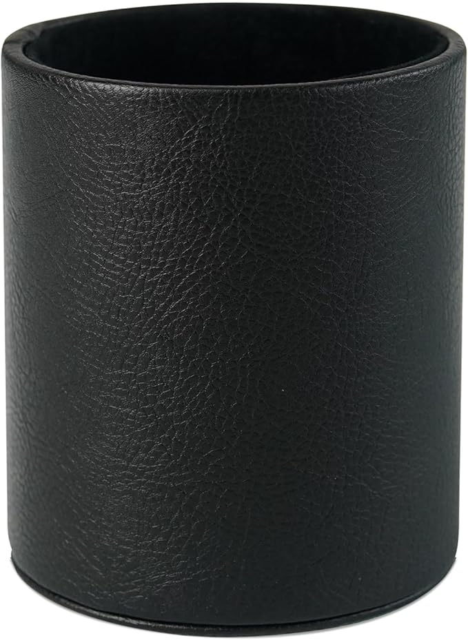 Pen Holder PU Leather Pencil Desk Stand for School/Office/Home (Black)