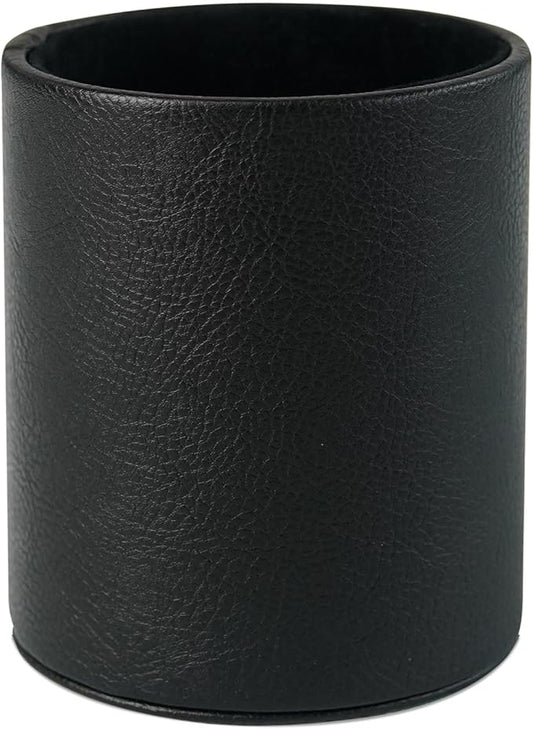 Pen Holder PU Leather Pencil Desk Stand for School/Office/Home (Black)