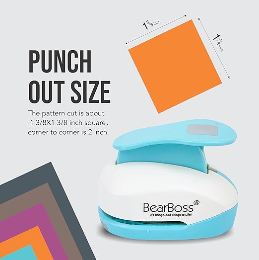 1 3/8 Inch Square Punch, Hole Punch Shapes, Paper Punch Set for Scrapbooking Festival Paper Greeting Card DIY Albums Photos (Classic White)