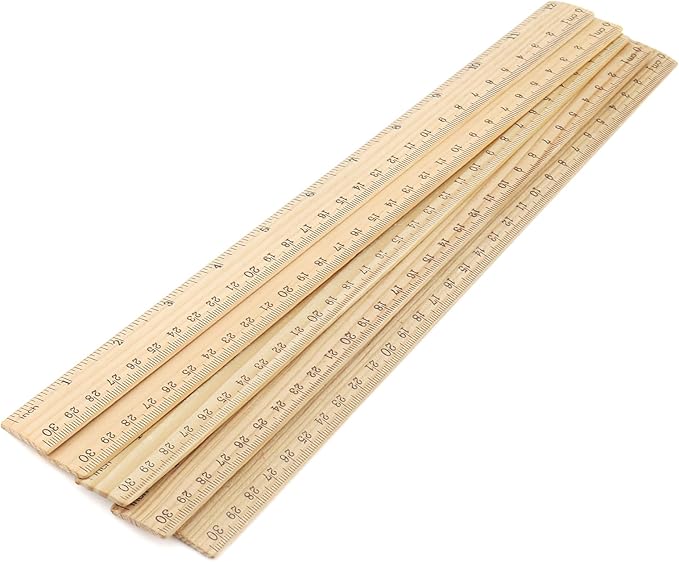 144 Pack Wooden Ruler, 12 Inch Straight, 30cm Metric Wood With Centimeters and Inches for Measuring, Office, 2 Scale