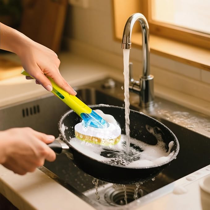 6 Packs Refill Heads Compatible with Dish Daddy,Non-Scratch Wand Refill Sponge Heads Compatible with Scrub Daddy,Upgrade Much Thicker and Durable