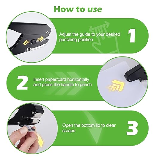 Heavy-Duty Slot Punch, Handheld Badge Hole Puncher, All Metal ID Card Puncher, Slotting Punch Tool for Paper (Max 10 Sheets), PVC ID Card, Luggage Tag, Name Tag and Badge Holder