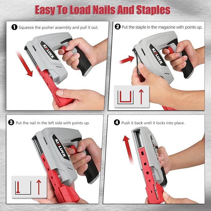 KITLUCK Electric Staple Gun, 2-in-1 Cordless Brad Nailer, 4V Electric Stapler Kit with 2000 Staples and 1000 Nails, USB Charger, 2000mAh Li-ion Battery for Home Use, Wood, Fabric, Upholstery, DIY