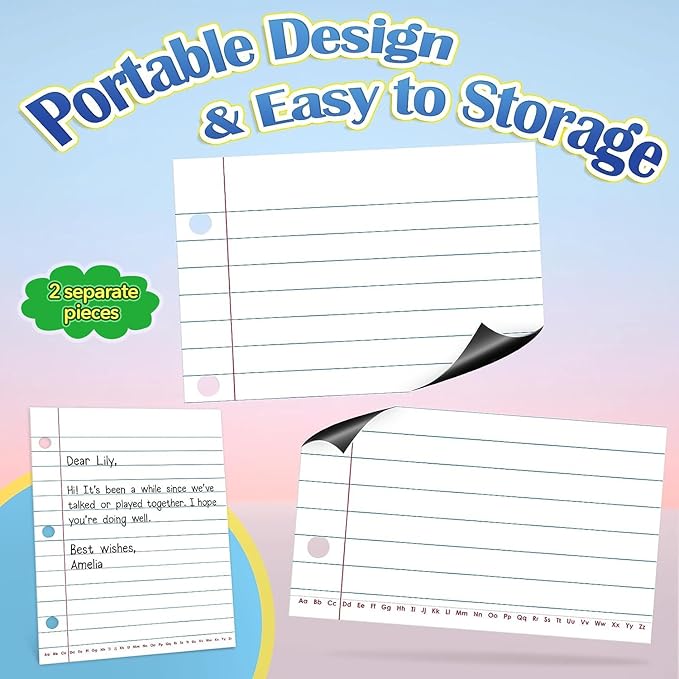 Aizweb Giant Magnetic Notebook Paper,Dry Erase Handwriting Lined for Classroom Whiteboard Accessories, Chart Paper Teacher Must Have Homeschool Teaching Supplies,Teacher Essential,17" x 21.5"
