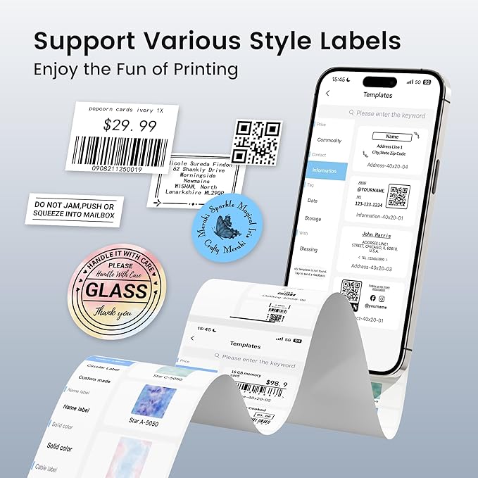 M220 Label Maker, Upgrade Sticker Maker Machine Prints 0.78-3 inch, Portable Label Printer with Tape for Small Business & Homeuse, Compatible with Phones and PC, with 40x30mm Label