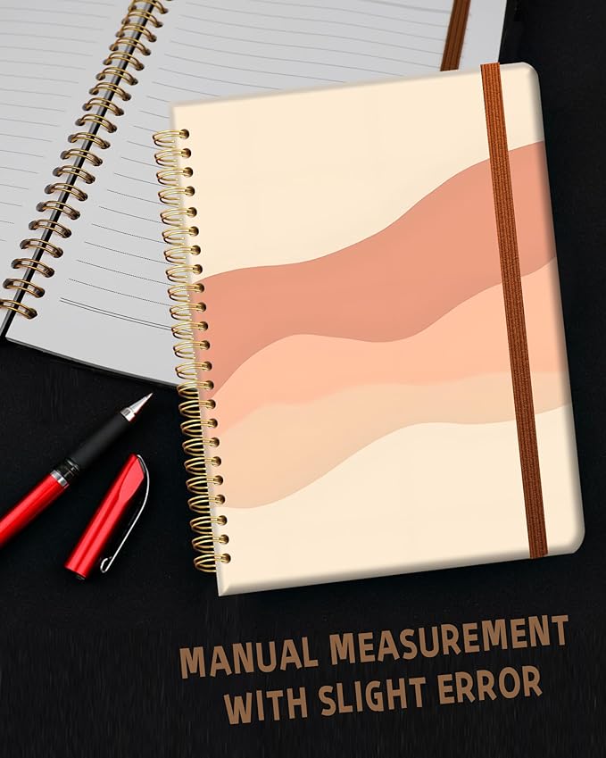 Ruled Spiral Writing Notebook,A5 Hardcover Lined College Journal for Women,Strong Twin-Wire Binding with Premium Paper,8.4" X 6",Perfect for School,Office,Home(Pink Stripe)