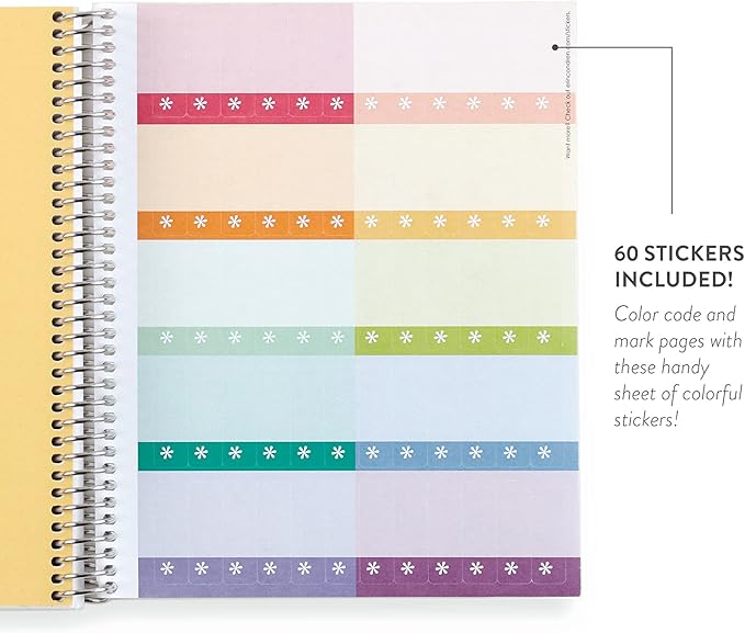 Erin Condren 7" X 9" Spiral Bound Dotted Grid Notebook - Groovy Blooms - 5Mm Dot Grid, 160 Pages Writing, Drawing & Art Notebook, 80Lb Thick Paper