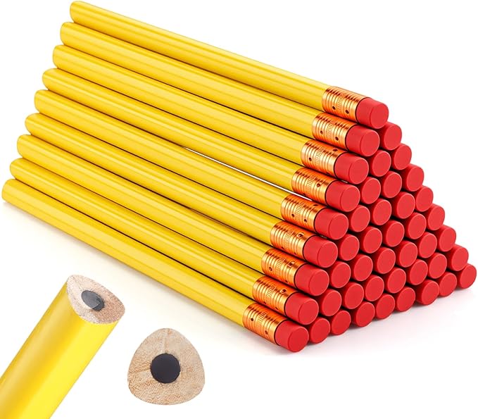 48 Pcs Jumbo Pencil, Wooden Pencil with Black Core for Carpenters Construction Workers Woodworkers Framers Beginners Students Teachers DIY Project(Yellow)