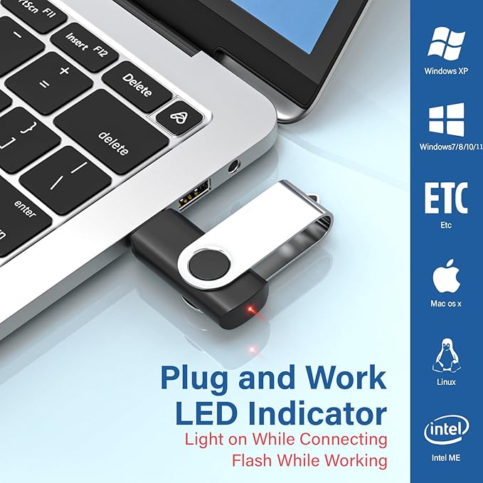 Flash Drives 8GB 10 Pack, Wooolken USB 2.0 Thumb Drives with Keychains Memory Stick USB Drive Pendrive for PC Laptop Computer (Mixcolors)