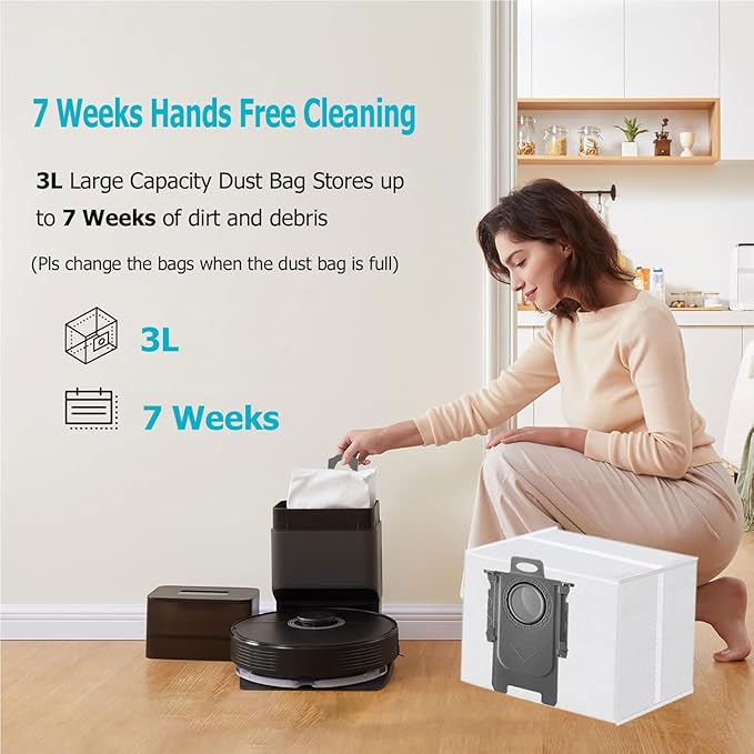 20 Pack Dust Bag Compatible with Roborock Q7 M5+, Q10 S5+/Q10 X5+, S8 Pro Ultra, S8+, Q7 Max+, Q8 Max+, Q5 Max+, Q5+, Q5 Pro+, S7 Max Ultra, S7 MaxV Ultra, Q7+ Vacuum Cleaner,3L Disposable Bag