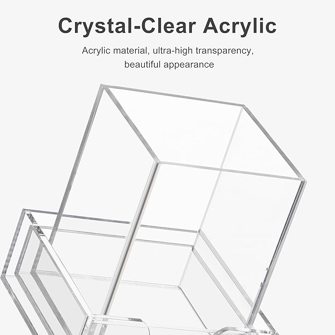 HBlife Office Desk Organizer Set of 3 with Pen Pencil Holder, Paperclip Storage and Sticky Note Holder, Clear Acrylic Desktop Accessories and Workspace Organizers for Women or Men