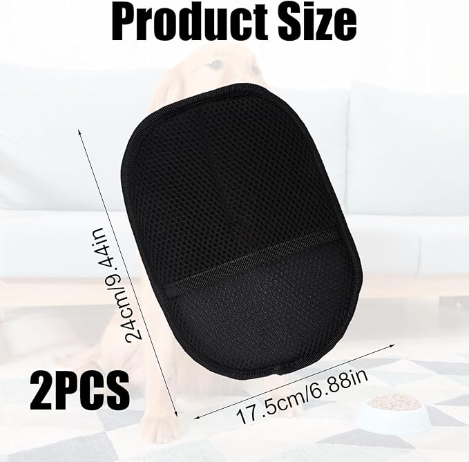 2Pcs Pet Hair Removal Glove for Cats & Dogs, Electrostatic Gloves Pet Hair, Double Sided Reusable Pets Grooming Hair Removal Glove for Washing, Deshedding Furniture, Car, Couch, Carpet