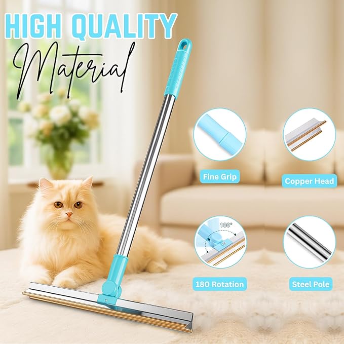 DOMULUX Pet Hair Remover 5-in-1 Set Includes Retractable Carpet Rake, Grooming Brush, Hair Scraper, Hooks & Lint Removers for Carpets, Rugs, Furniture & Car Interiors